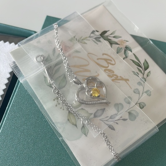 OR Old Rubin Jewelry - 925 Silver 18” Heart Necklace with Yellow Gemstone 💛
